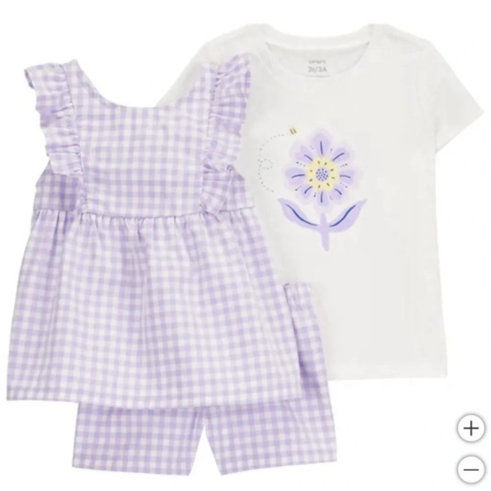NWT Carter's Lavender Gingham and White Floral Set Size 2T